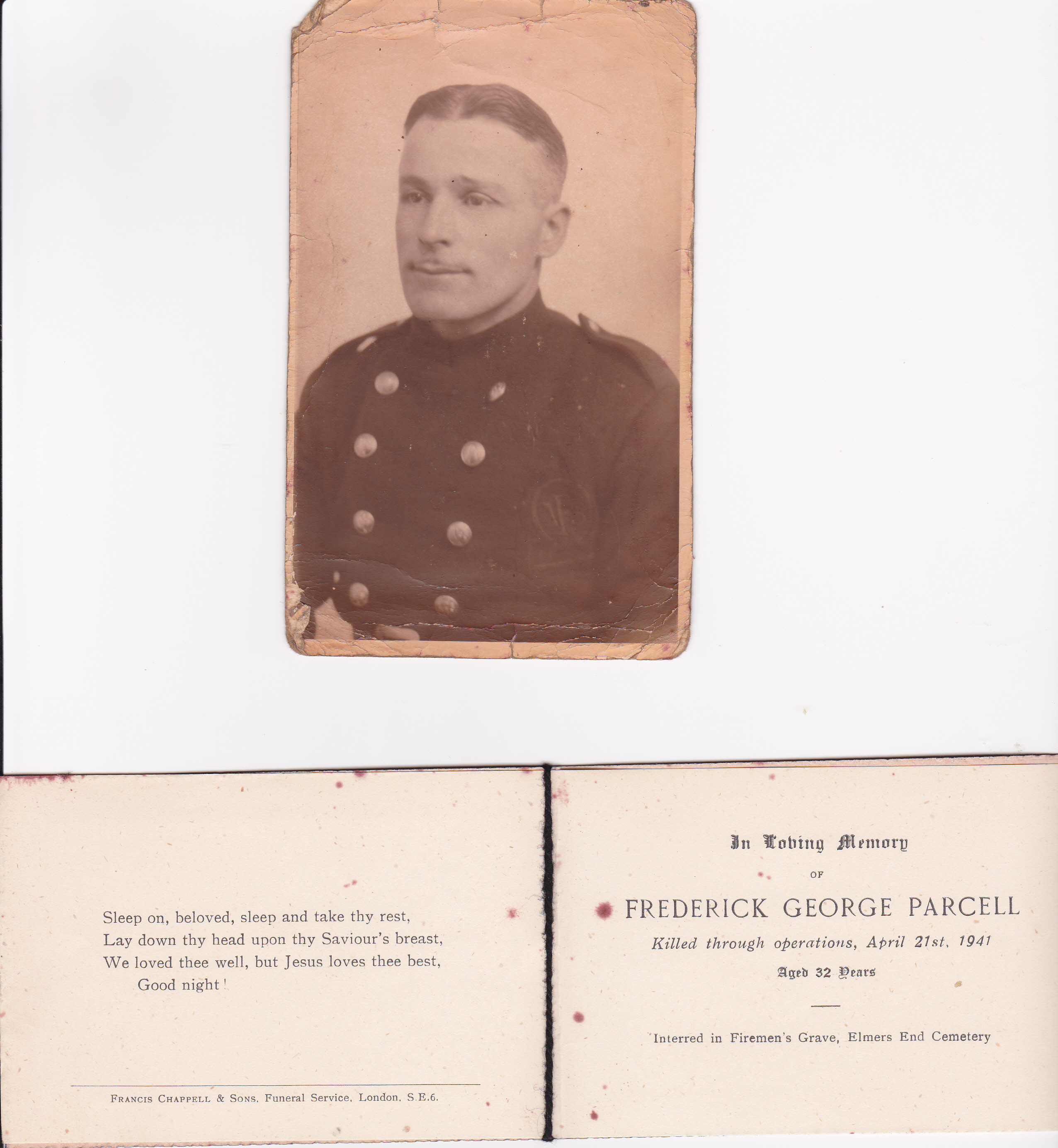Fred Parcell Memorial Card