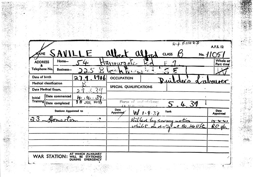 Albert Alfred Saville AFS War Record h