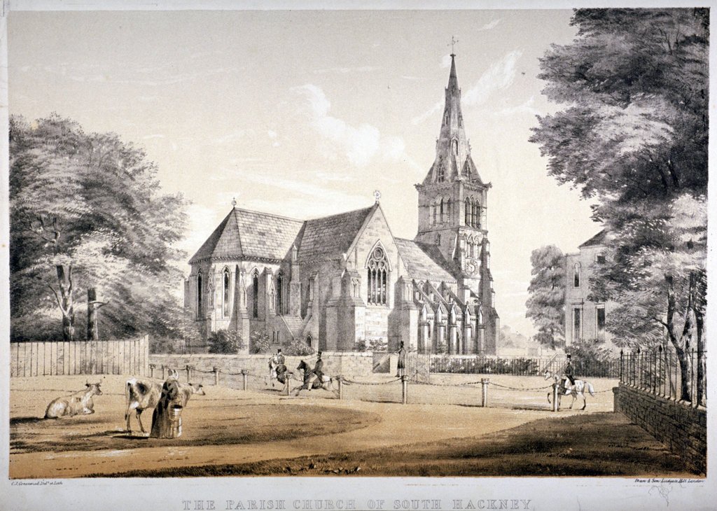 The Church of St John of Jerusalem, Hackney, London, c1850.