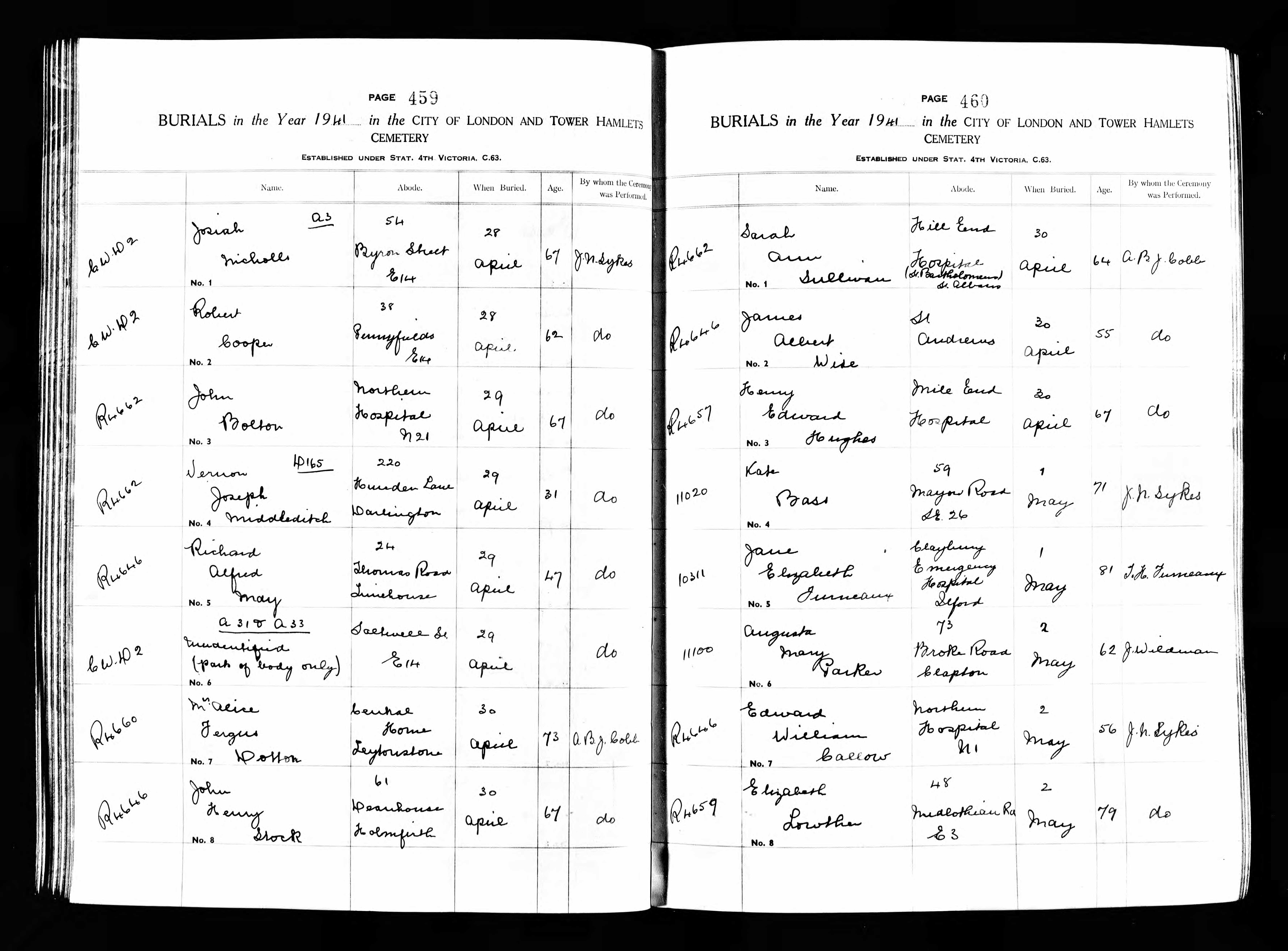 Vernon Middleditch Burial Record