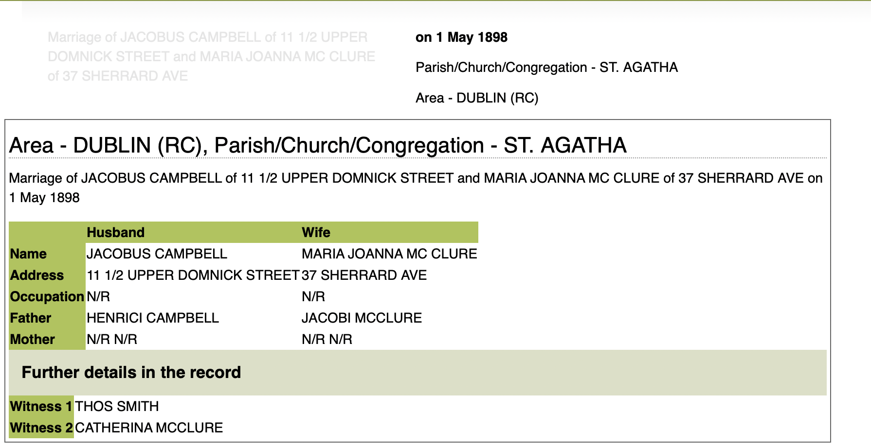 Campbell McClure Marriage