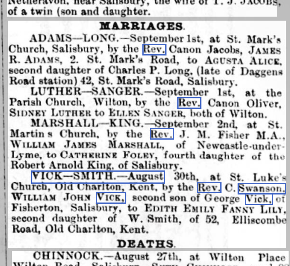 Edgar Vick Newspaper