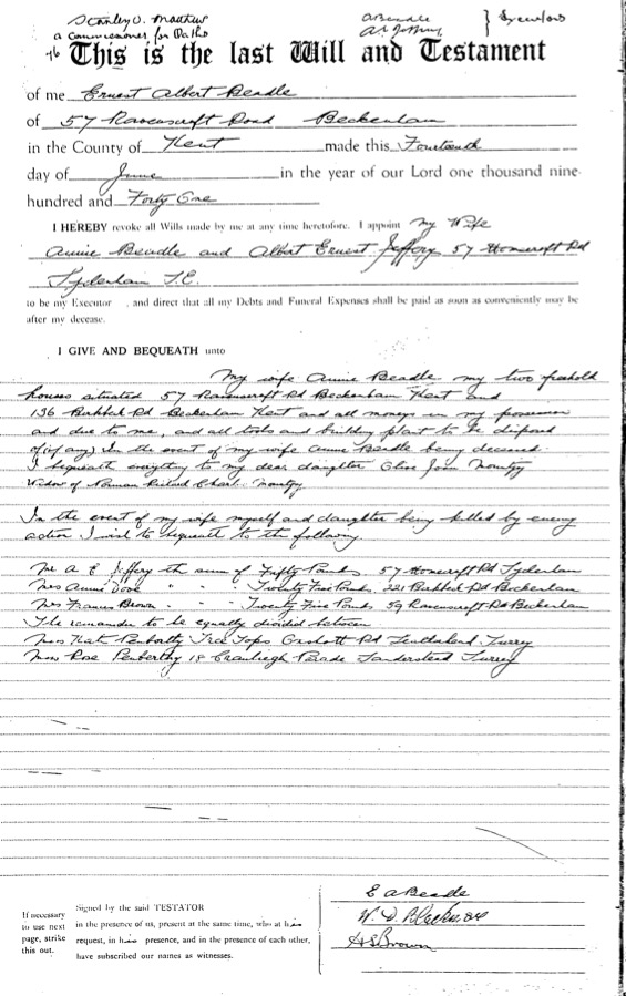 Ernest Beadle Will 2