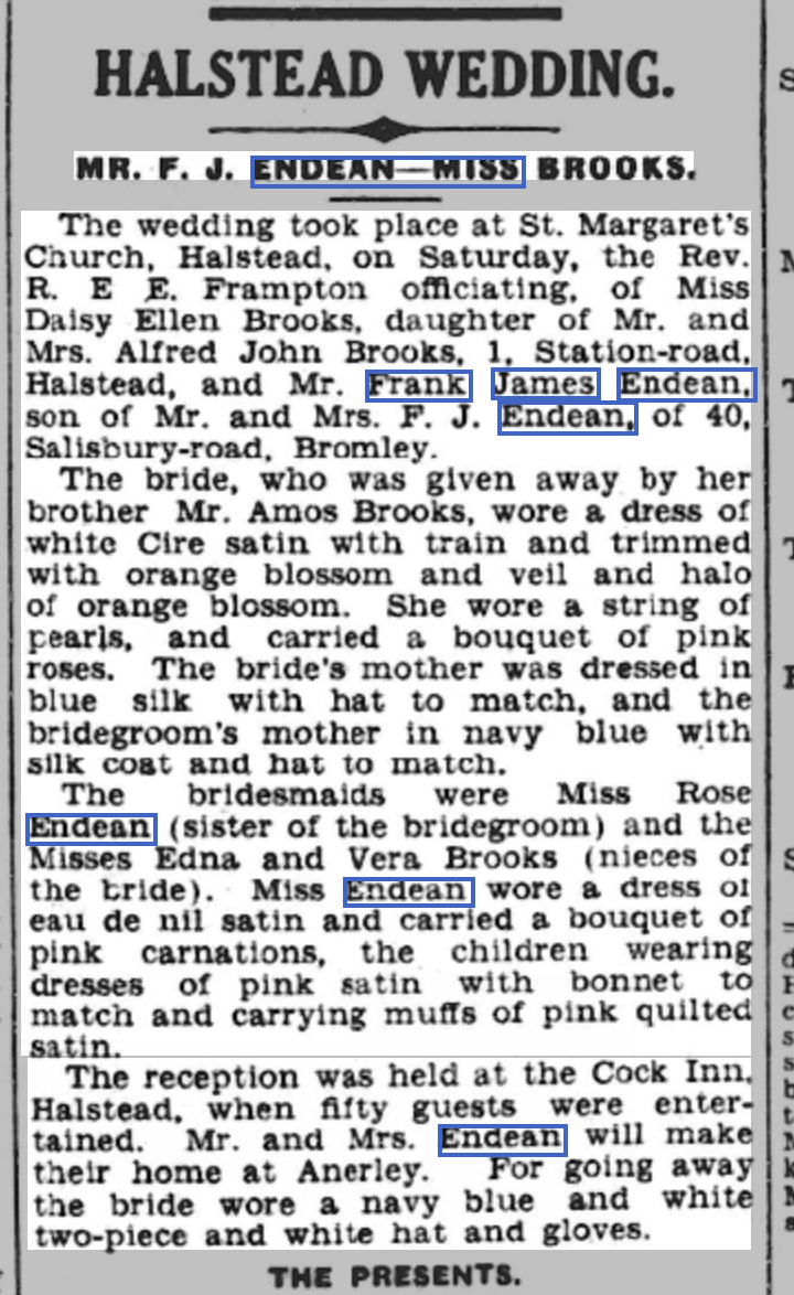 Frank Endean Marriage 2