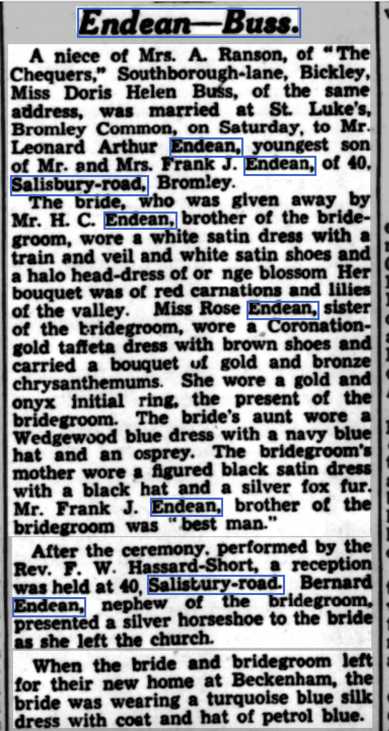 Leaonard Endean Marriage