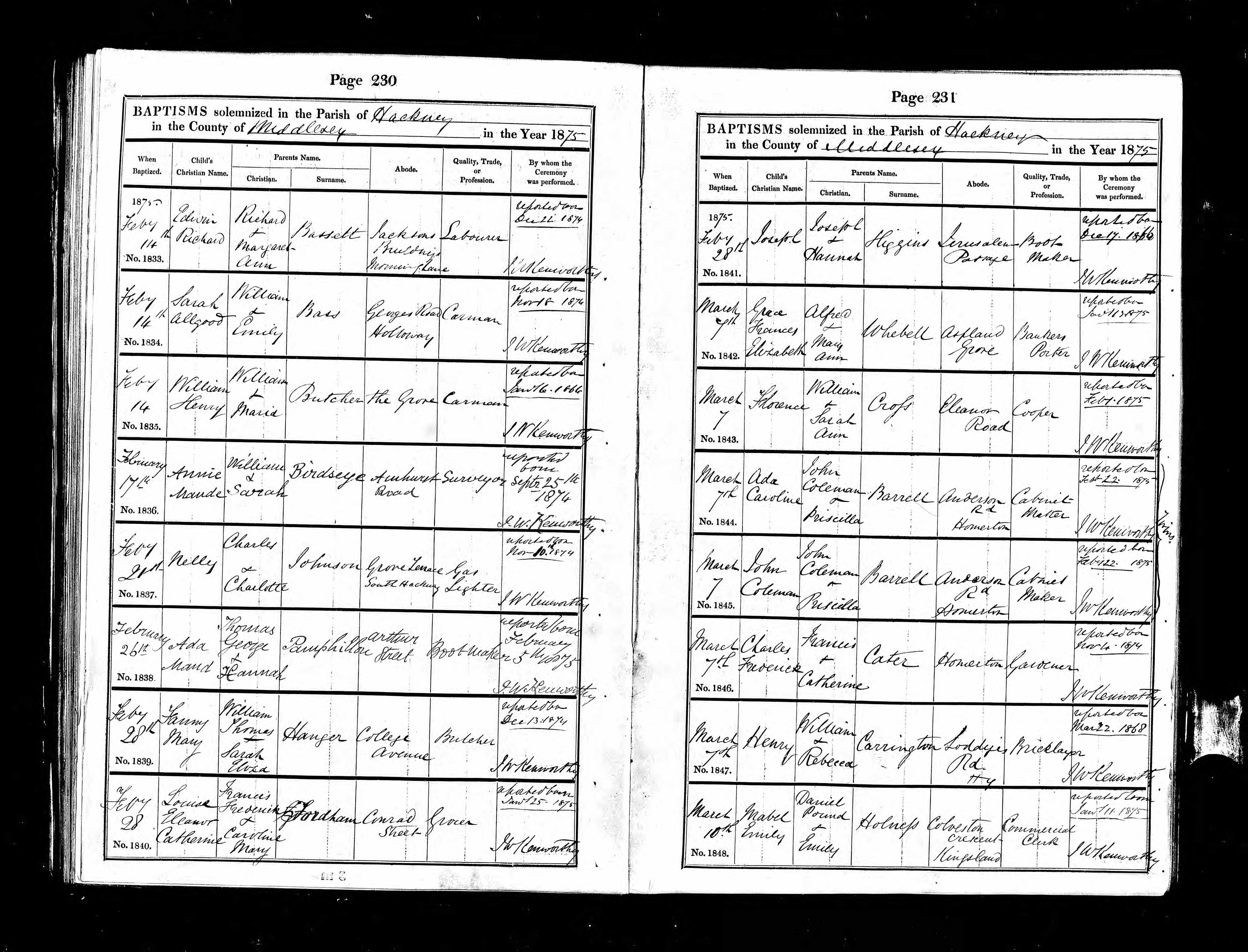 John Coleman Barrell Senior Baptism