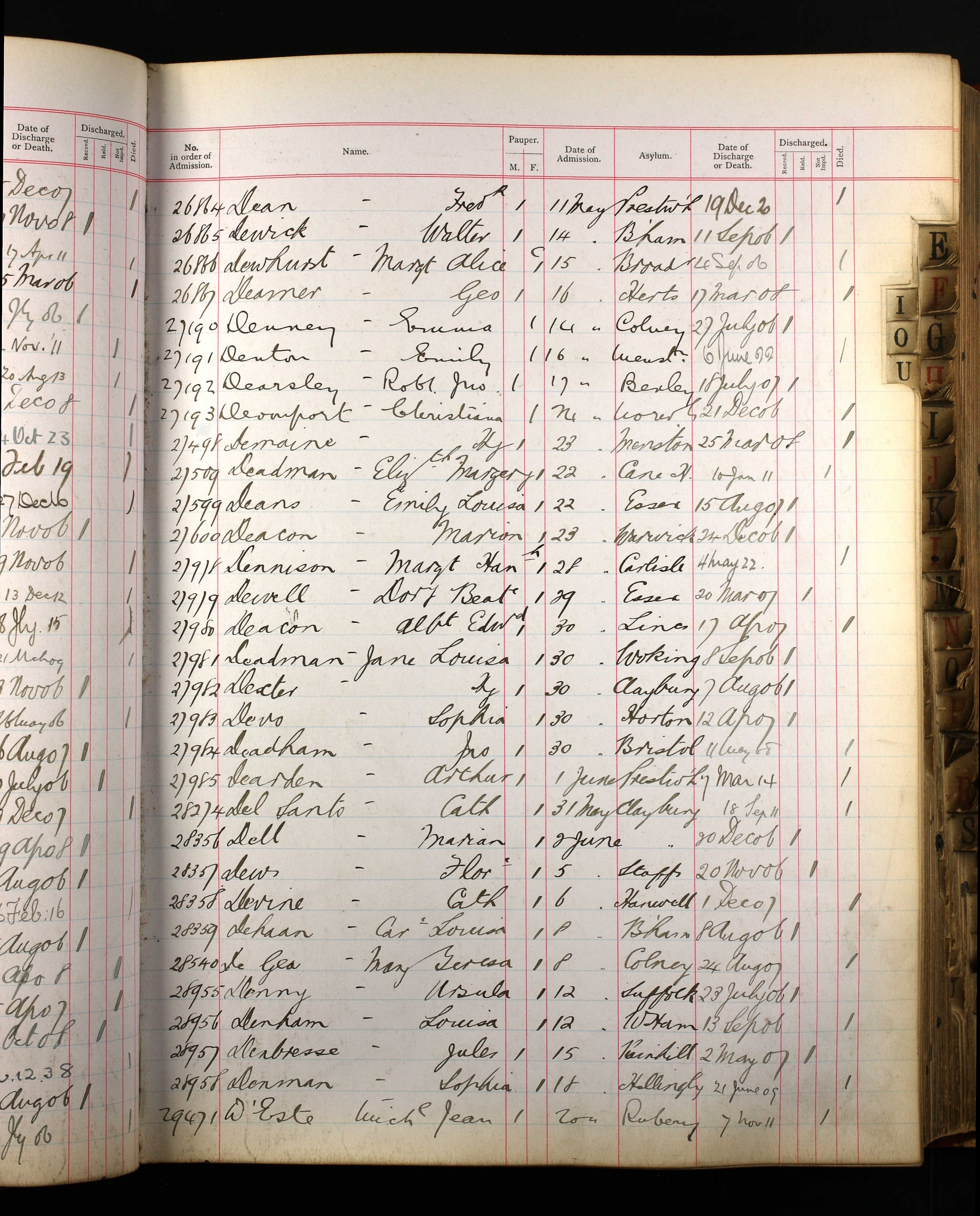 Emily Louisa Deans Asylum