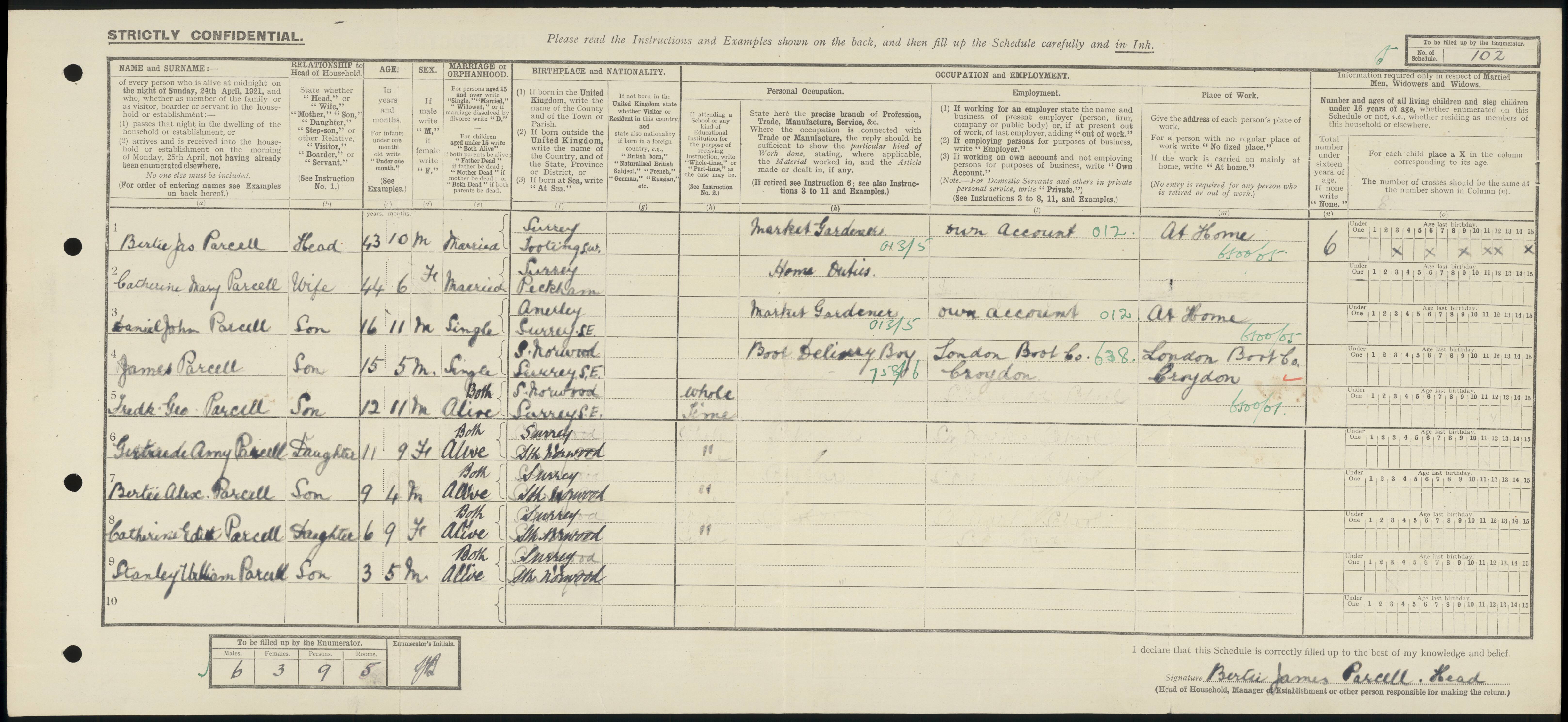 Frederick George Parcell 1921