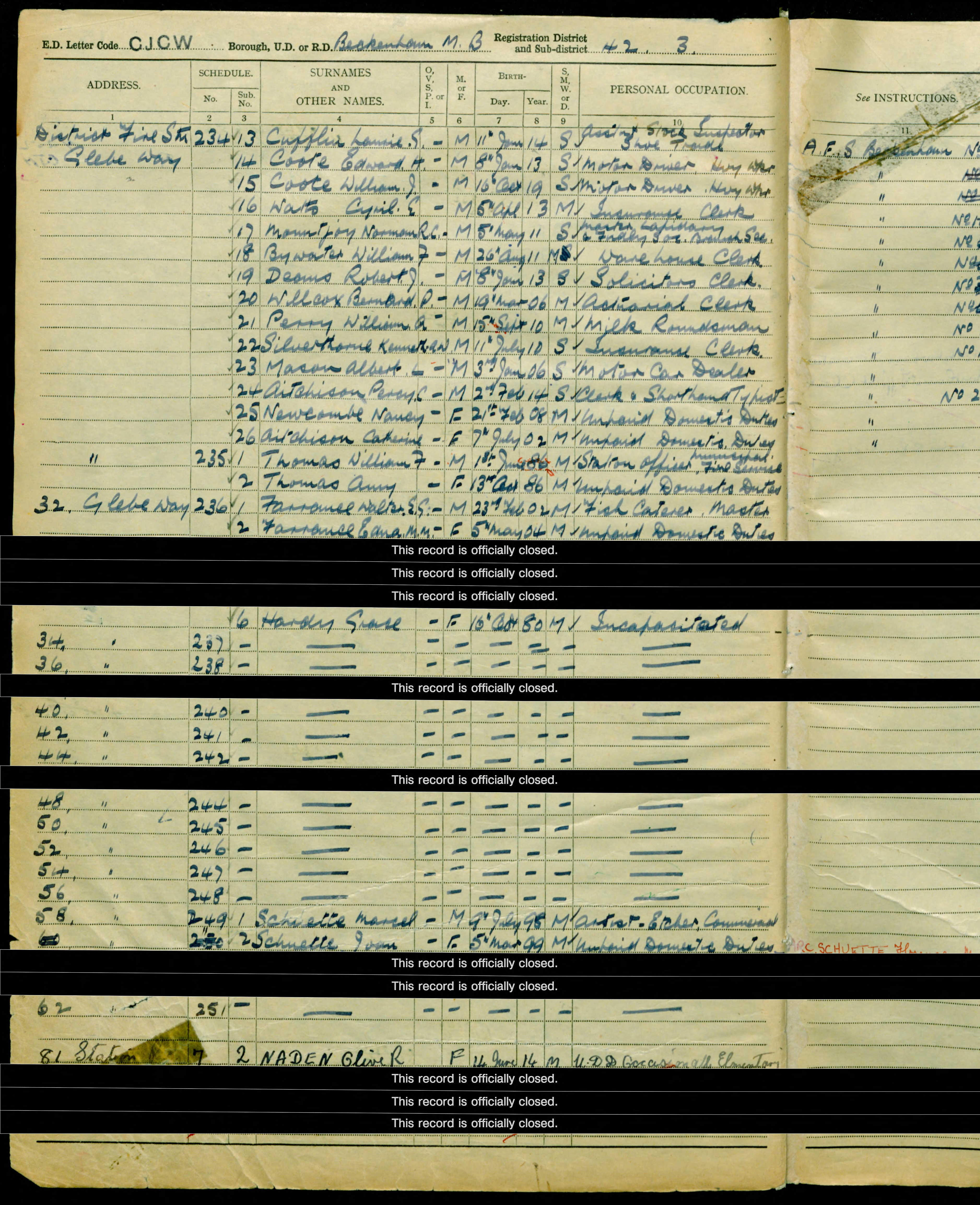 Robert John Deans FIRE 1939