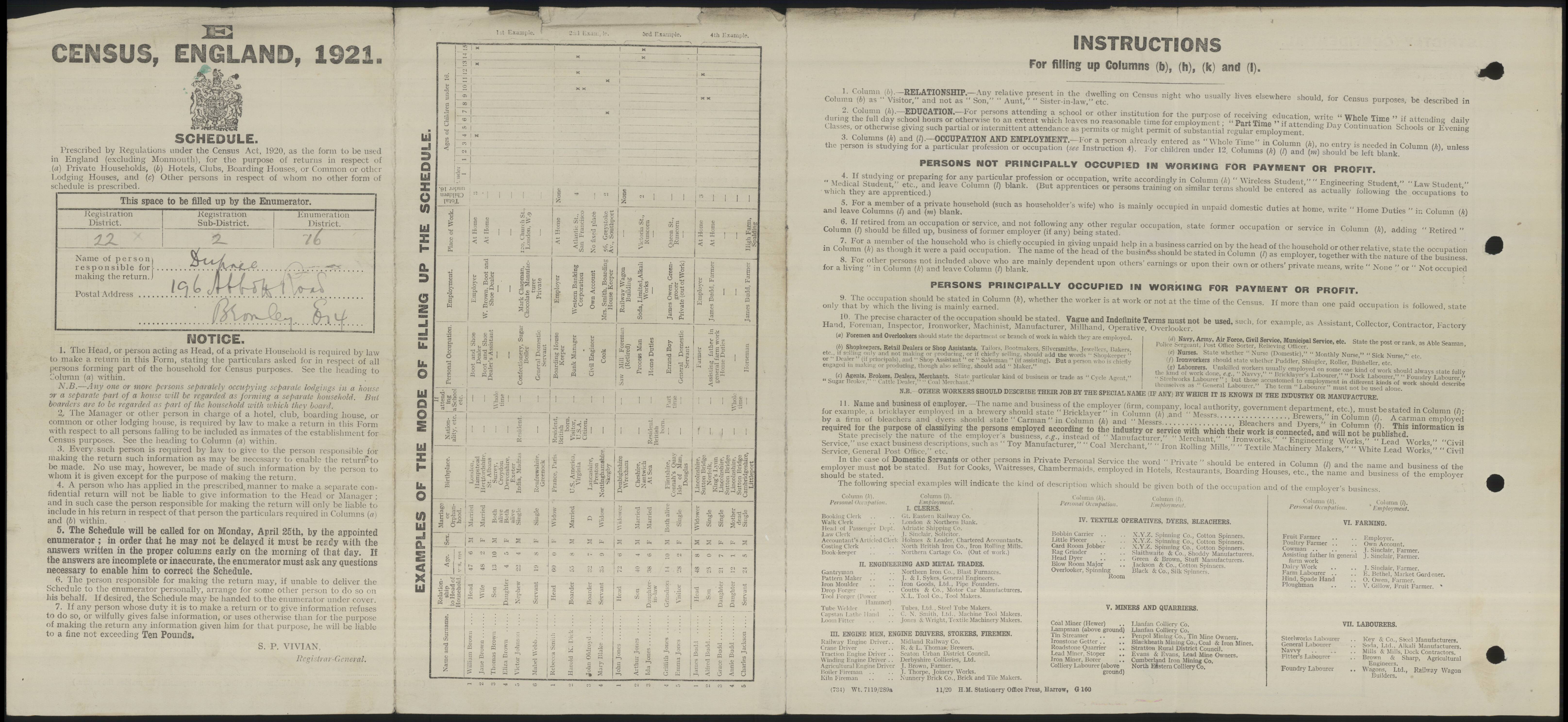 Hilda Dupree 1921 Census Address